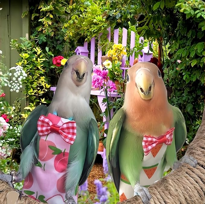 6Pcs Bird Diapers Bird Harness Flight Suits Diapers Reusable Parrot Nappy with Waterproof Inner Layer Washable Cute Urine Wet Suit Costume for Cockatiel Conure Budgie Macaw Parakeet,L