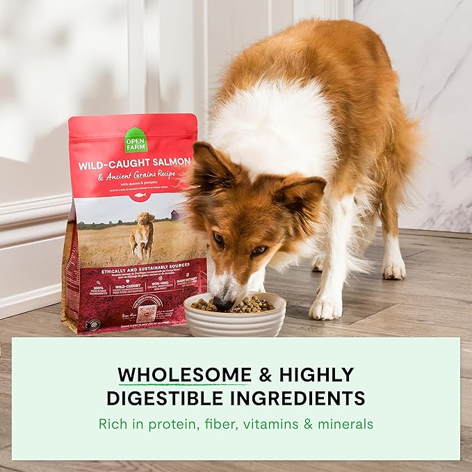 Open Farm, Ancient Grains Dry Dog Food, Protein-Rich & Nutrient Dense, 90% Animal Protein Mixed with Non-GMO Fruits, Veggies and Superfoods, Grass-Fed Beef Recipe, 11lb Bag