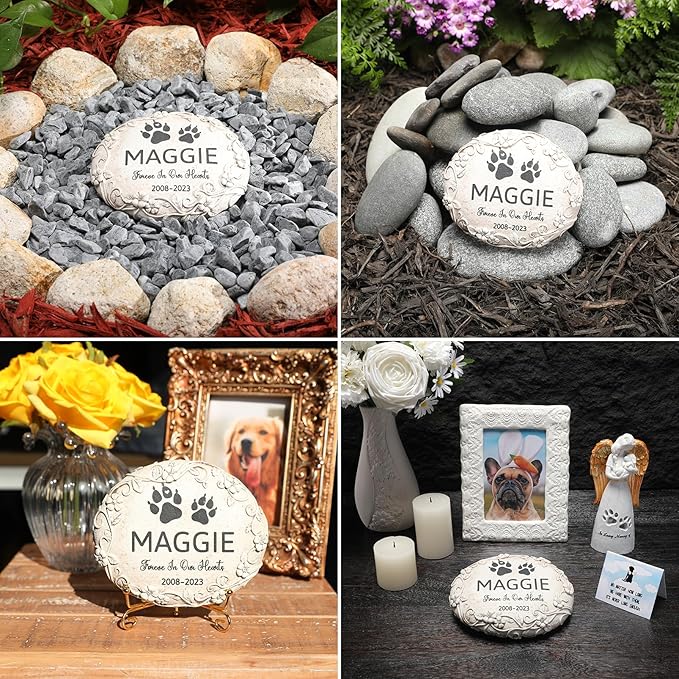 Personalized Pet Memorial Stone – Custom Engraved Headstone for Dog, Cat, Rabbit & Small Animals – Outdoor Grave Marker for Garden or Yard, Pet Tombstone for Loss of Beloved Pet