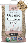 Mile Four Organic Chicken Feed (23 lbs) Layer Pellet, Non-GMO, USA Grown, 16% Protein, Corn-Free, Soy-Free, Non-Medicated Feed for Chickens