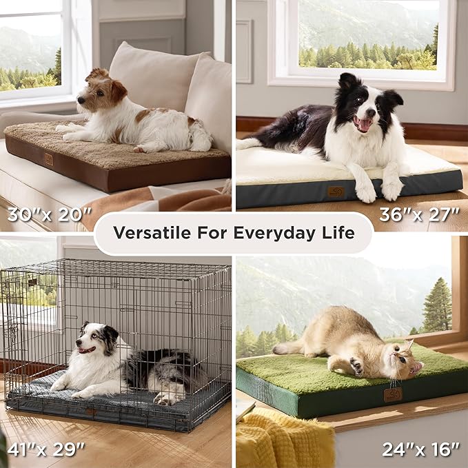 Bedsure Dog Bed Medium Size Dog - Comfy Flat Puppy Beds with Removable Washable Cover, Orthopedic Egg Crate Foam Pet Mat, Suitable for Pet Up to 30 lbs