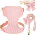 Didog Cute Small Dog Harness Collar and Leash Set with Bowtie, Breathable Soft Mesh Padded Puppy Harness, Pink Dog Harness for Parties, Holiday Gatherings & Gifts, Pink, M