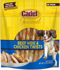 Cadet Gourmet 5-Inch Beef Hide Twist Chew Sticks, Long-Lasting and Natural Rawhide Chews for Dogs, Inspected & Tested in USA, Chicken Flavor, 50 Count