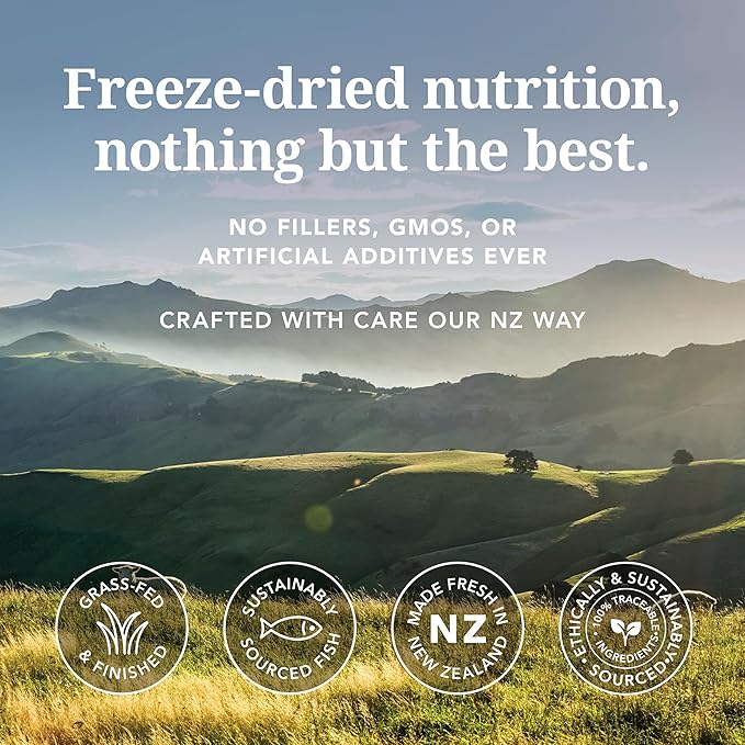 K9 Natural Beef & Hoki Freeze Dried Dog Food, High-Meat Natural Complete Meal or Meal Toppers for Dogs, Grass-Fed Beef & Hoki from New Zealand, Grain-Free, GMO-Free, Complete & Balanced, 17.6oz