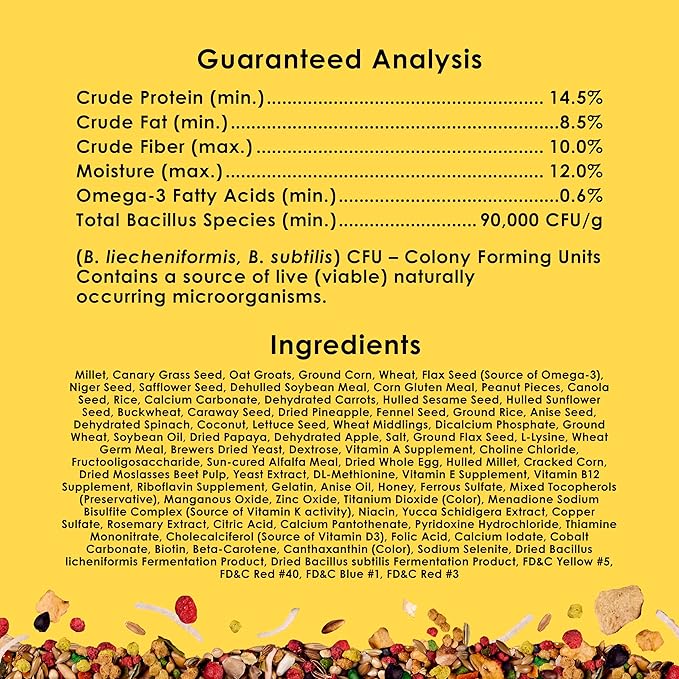 Kaytee Fiesta Parakeet Food, Nutritious and Fun Blend, Supports Skin, Feather, Digestion, Brain and Heart Health, 2 pounds