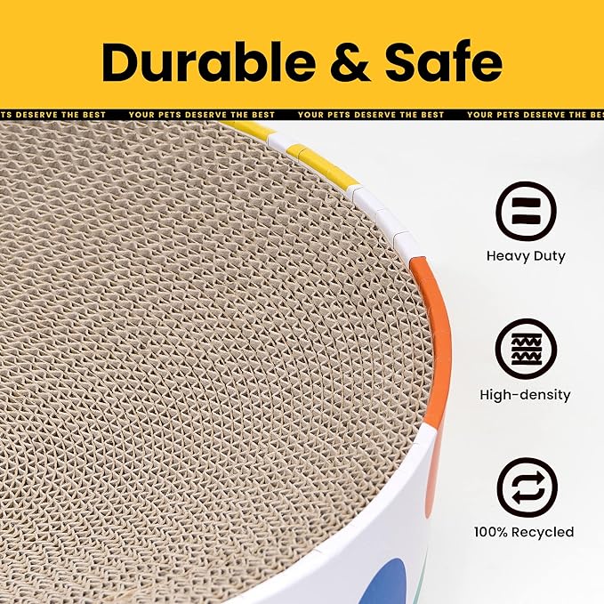 Cat Scratcher Cardboard,2 in 1 Oval Cat Scratch Pad Bowl for Indoor Kitty Grinding Claw,Round Kittens Scratching Board Corrugated Lounge Pet Beds&Furniture Protector for Couch&Carpets&Sofas