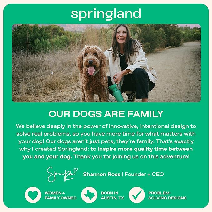 Springer Dog Travel Water Bottle | As Seen on Shark Tank | Patented, Leak-Proof, Portable Water Bottle for Dogs | BPA-Free 22 oz Classic Poppy