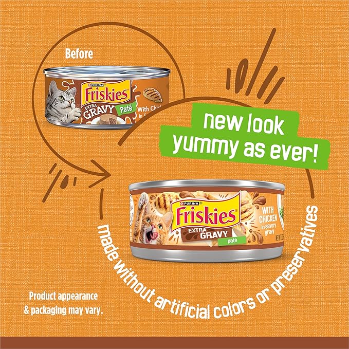 Purina Friskies Gravy Pate, Wet Cat Food Extra Gravy Pate With Chicken in Savory - (Pack of 24) 5.5 oz. Cans