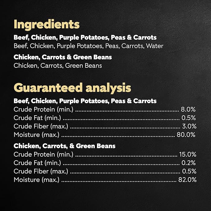 Cesar Simply Crafted Wet Dog Food Toppers for Dry Food, Chicken, Carrots & Green Beans and Beef, Chicken, Purple Potatoes, Peas & Carrots Meal Topper, 1.3 oz. Tub, 16 Count