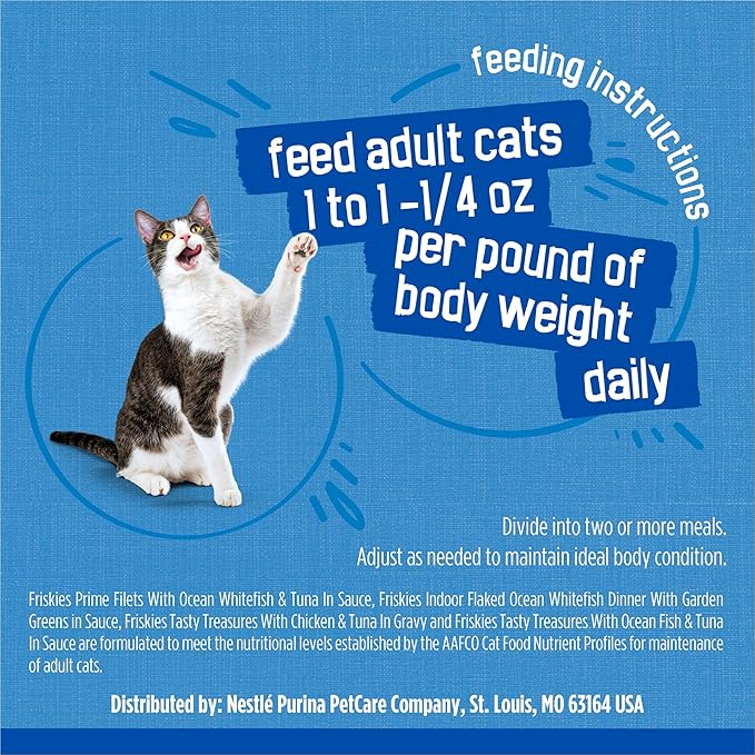 Purina Friskies Wet Cat Food Variety Pack, Oceans of Delight Flaked and Prime Filets - (Pack of 40) 5.5 oz. Cans