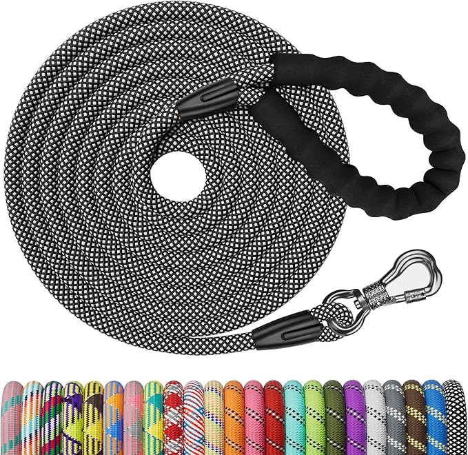 NTR 10FT Training Leash for Dog,Reflective Nylon Rope Lead with Swivel Lockable Hook and Comfortable Handle,Puppy Leash Lead for Small Medium Large Dogs Training,Playing,Camping,or Backyard