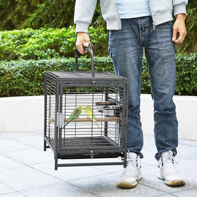 Yaheetech 25.5 inch Metal Bird Carrier Parakeet Travel Carrier w/Portable Handle and Seed Guard for Cockatiels Budgies Parrotlets Lovebirds