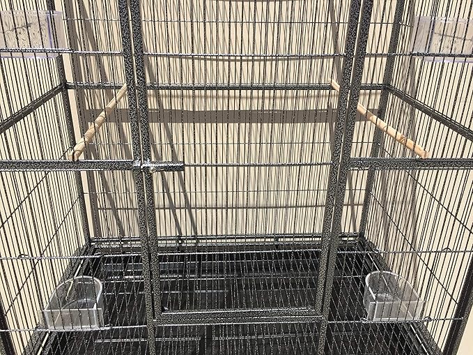 Pet Products 64" Extra Large Wrought Iron Breeding Bird Flight Home Cage Side Nesting Box Doors Tight 1/2-Inch Bar Spacing with Removable Rolling Stand