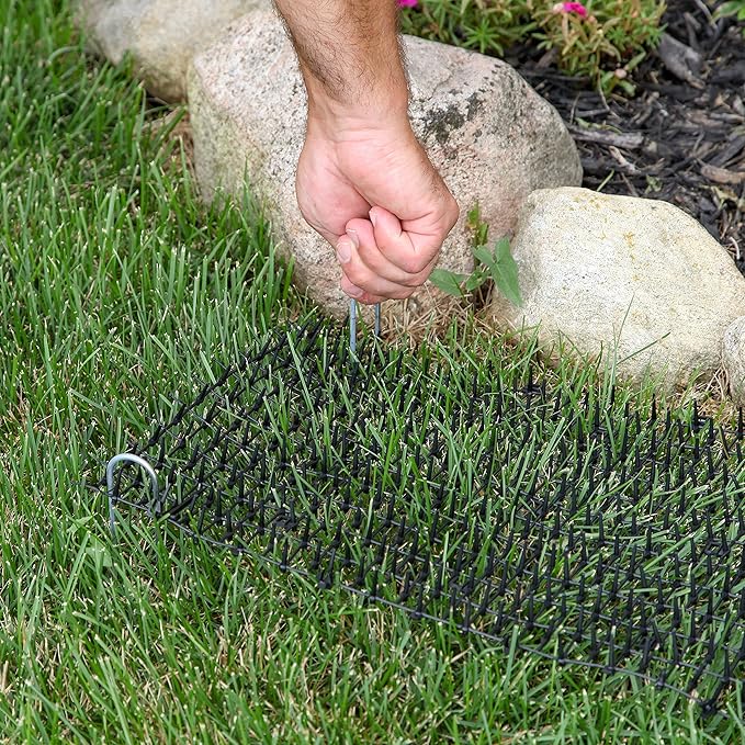 Tapix Cat Scat Mat with Spikes Digging Stopper (8 ft.) Anti-cat Network Cat Strips, Cat Deterrent Mat for Indoor and Outdoor with 6 Staples
