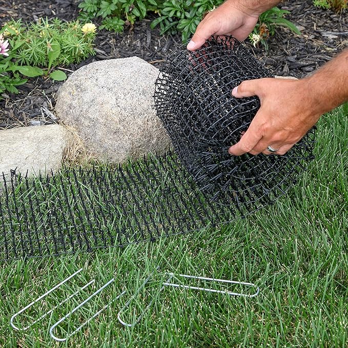 Tapix Cat Scat Mat with Spikes Digging Stopper (8 ft.) Anti-cat Network Cat Strips, Cat Deterrent Mat for Indoor and Outdoor with 6 Staples